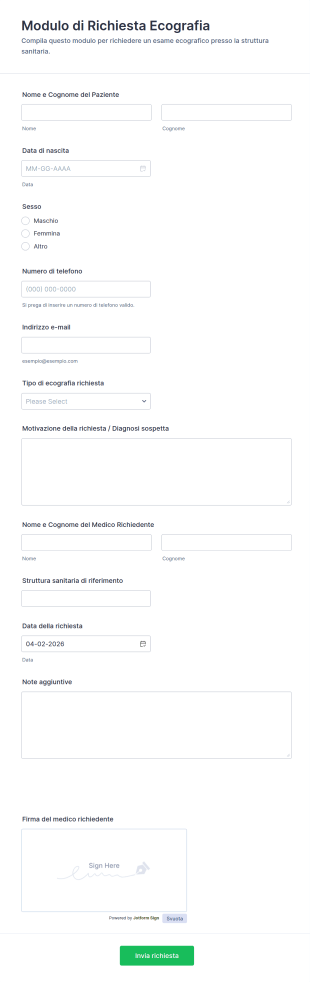 Modulo Di Prenotazione Ecografie 🩺