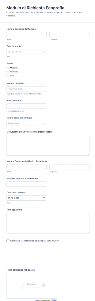 Modulo Di Prenotazione Ecografie 🩺