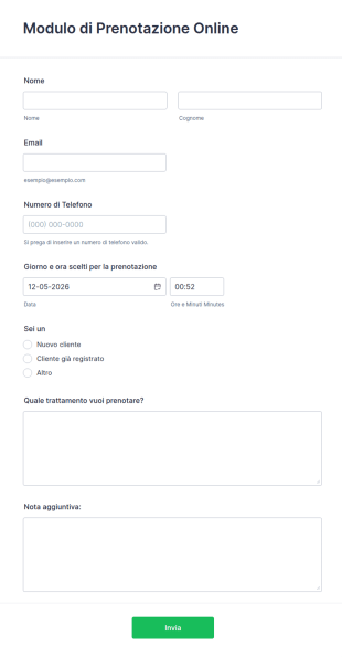 Modulo Di Prenotazione Online