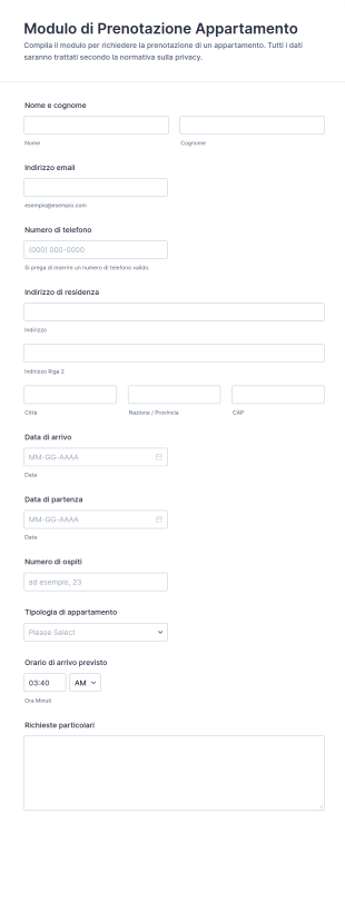 Modulo Di Prenotazione Semplice