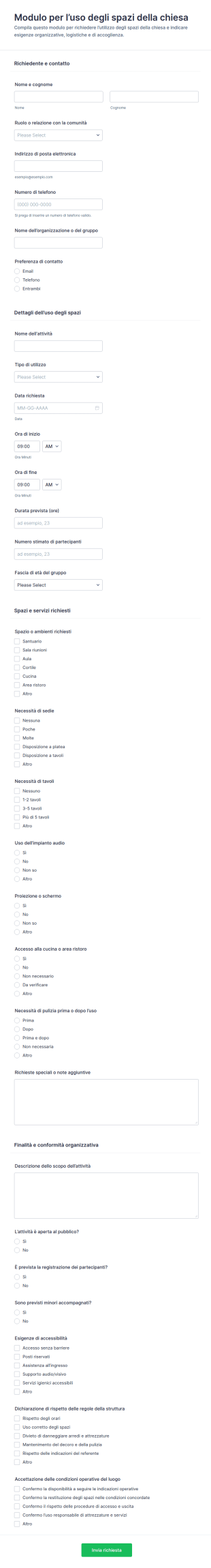 Modulo Di Prenotazione Strutture Religiose ✝️