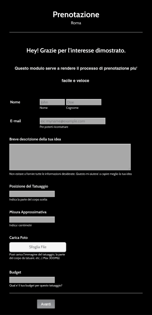Modulo Di Prenotazione Tatuaggio Form Template