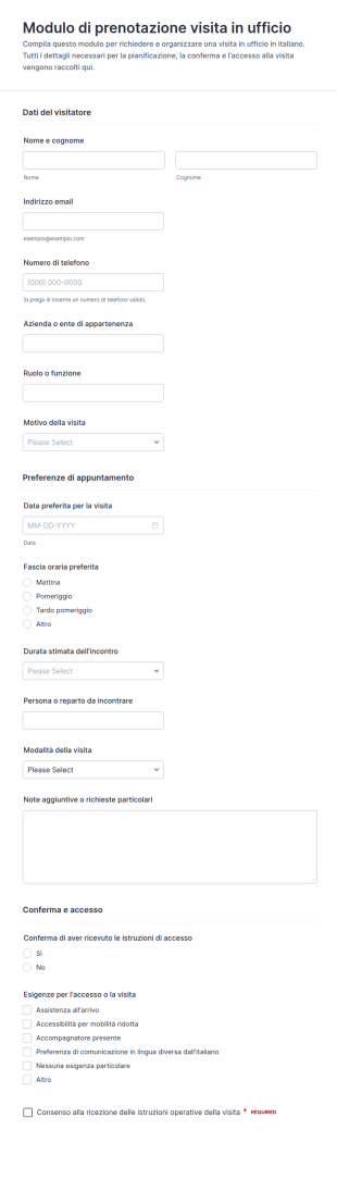 Modulo Di Prenotazione Visita In Ufficio