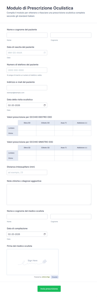 Modulo Di Prescrizione Oculistica