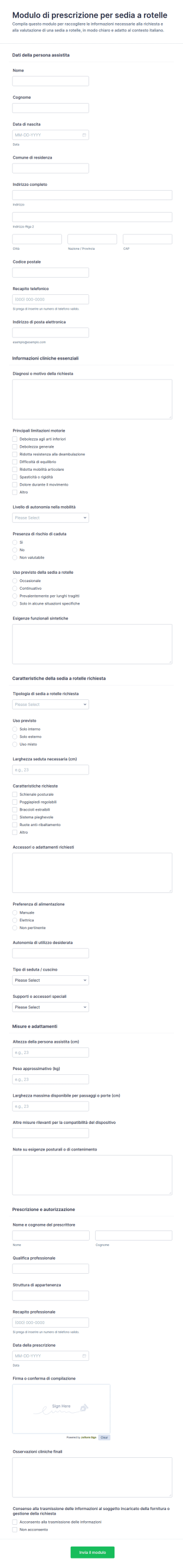 Modulo Di Prescrizione Per Sedia A Rotelle
