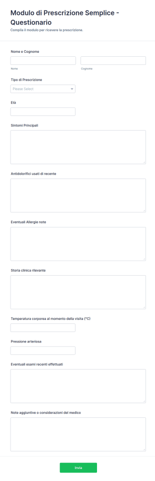 Modulo Di Prescrizione Semplice Questionario