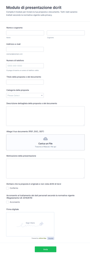 Modulo Di Presentazione Dcrit