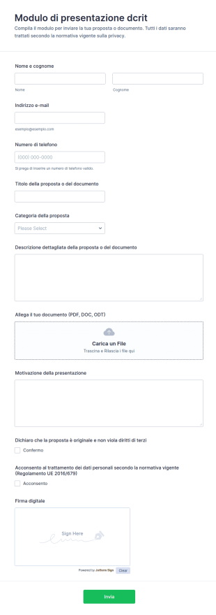 Modulo Di Presentazione Dcrit