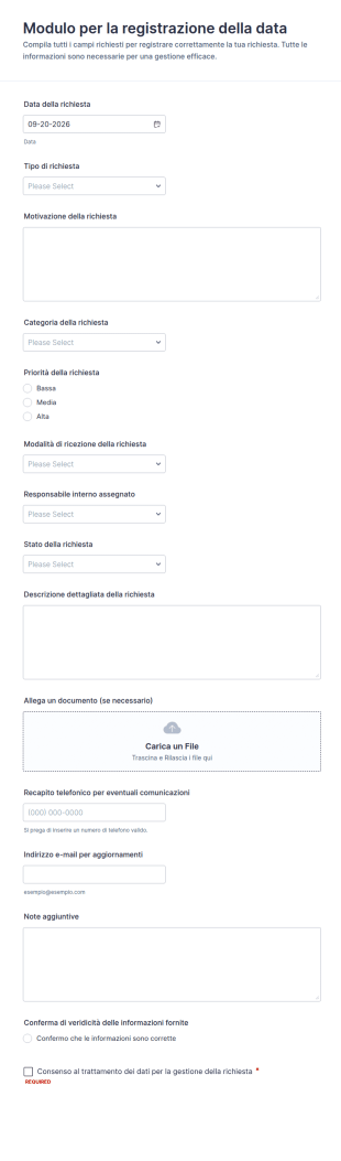 Modulo Di Presentazione Della Data