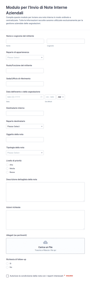 Modulo Di Presentazione Nota Interna