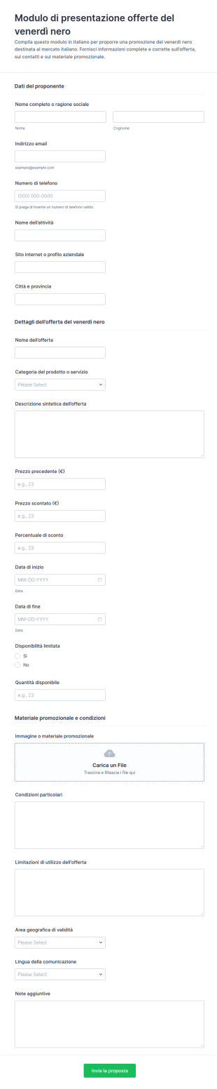 Modulo Di Presentazione Offerte Black Friday