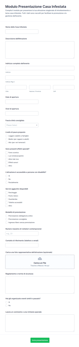 Modulo Di Presentazione Per Casa Stregata