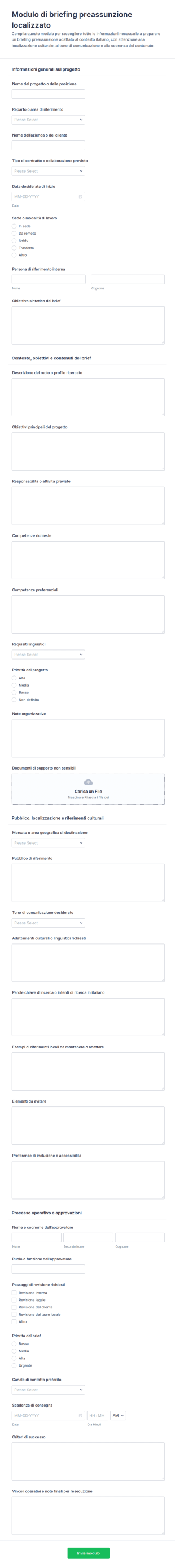 Modulo Di Presentazione Pre Lavoro