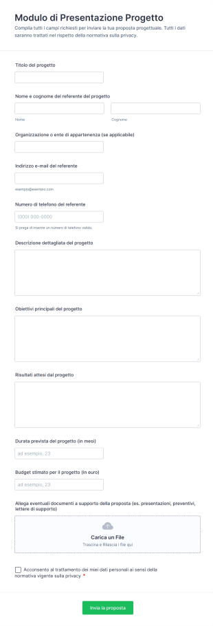 Modulo Di Presentazione Progetto