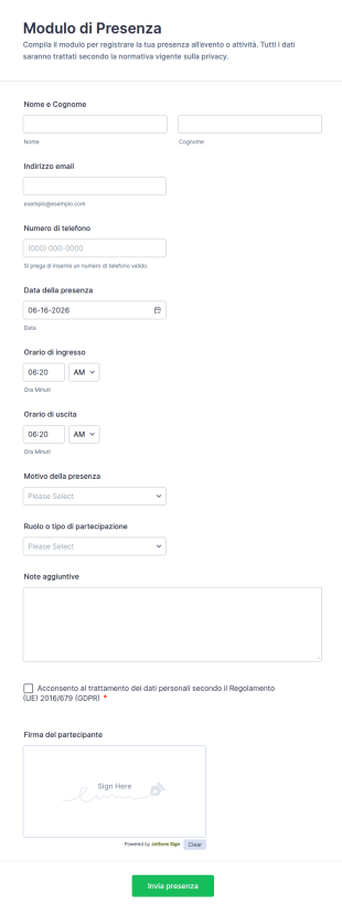 Modulo Di Presenza