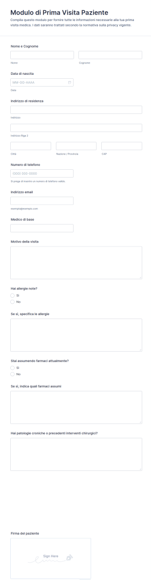 Modulo Di Prima Visita Paziente