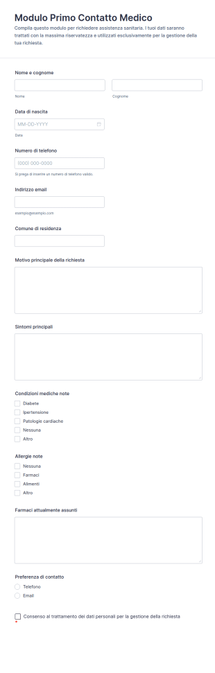 Modulo Di Primo Contatto Medico
