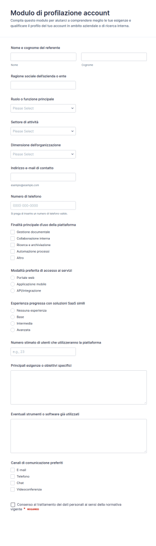 Modulo Di Profilazione Account