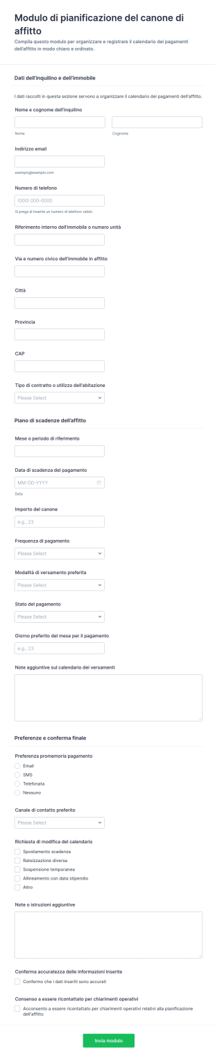 Modulo Di Programmazione Affitti