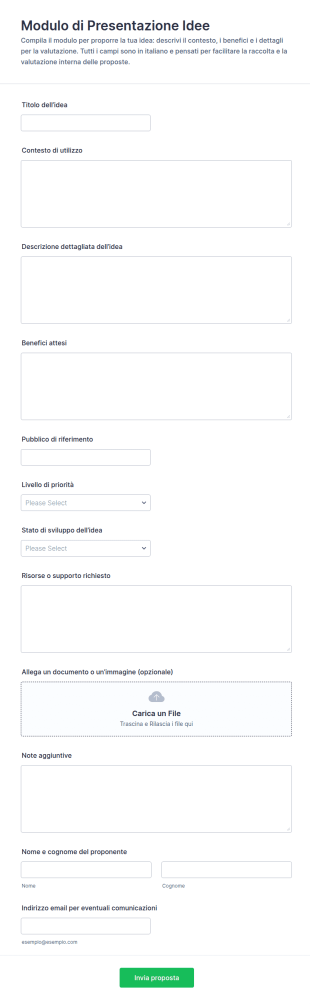 Modulo Di Presentazione Idee