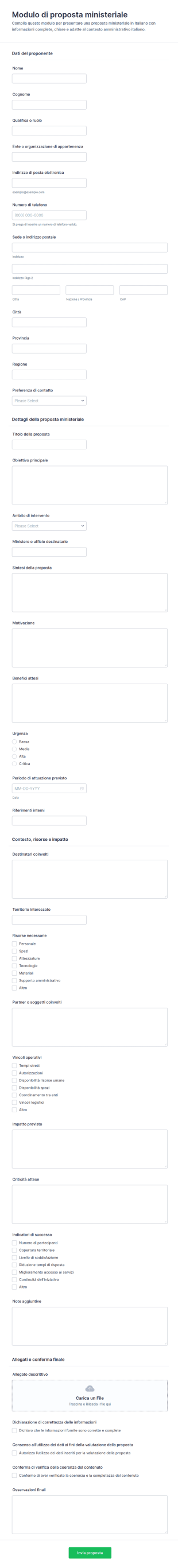Modulo Di Proposta Ministeriale