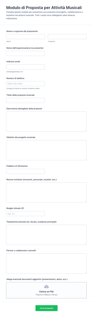 Modulo Di Proposta Per L'Industria Musicale 🎶