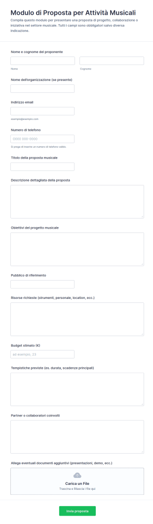 Modulo Di Proposta Per L'Industria Musicale 🎶