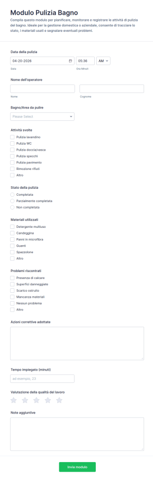 Modulo Di Pulizia Del Bagno Form 🧼🚿🧹