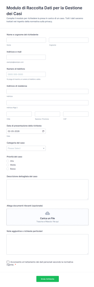 Modulo Di Raccolta Dati Per La Gestione Dei Casi