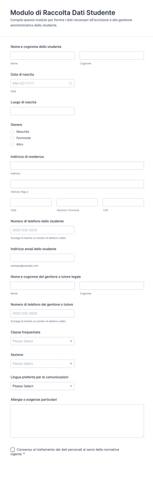 Modulo Di Raccolta Dati Studente