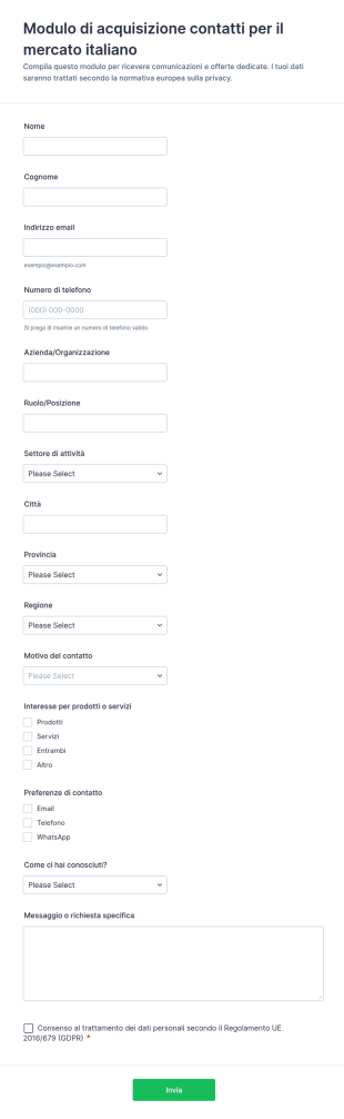 Modulo Di Raccolta Email