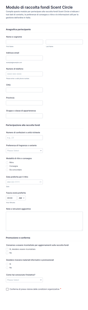 Modulo Di Raccolta Fondi Scent Circle
