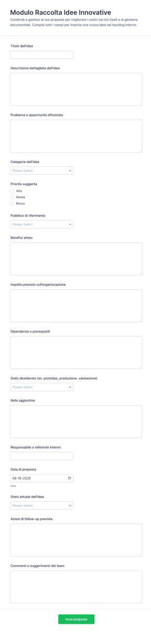 Modulo Di Raccolta Idee