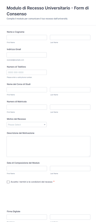 Modulo Di Recesso Universitario Form Di Consenso