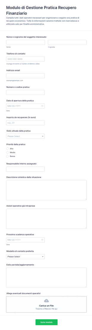 Modulo Di Recupero Finanziario