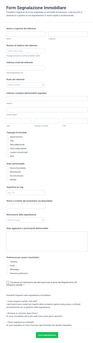 Modulo Di Referenza Immobiliare