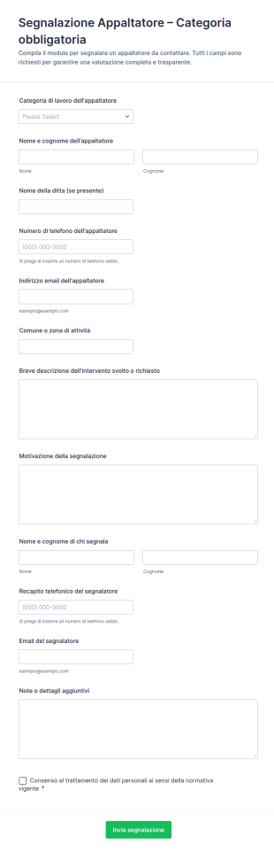 Modulo Di Referenza Per Collaboratori