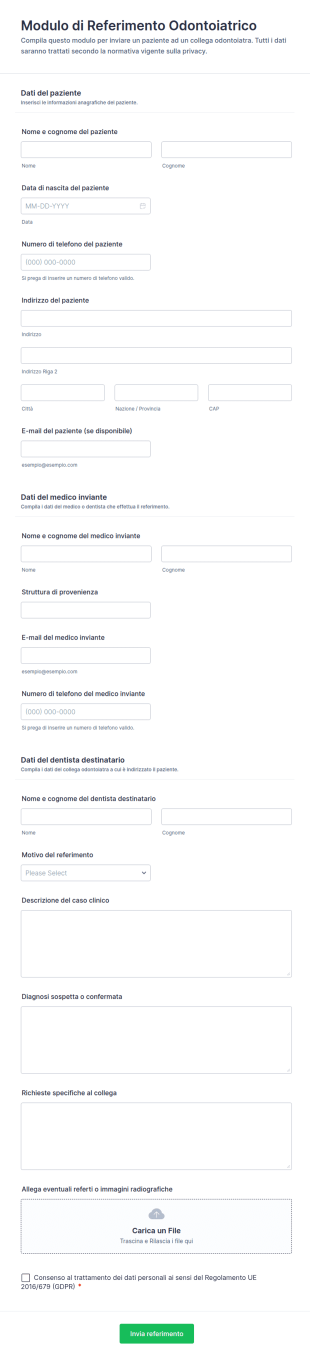 Modulo Di Referimento Odontoiatrico