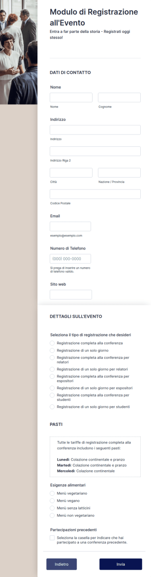 Modulo Di Registrazione All'Evento Online