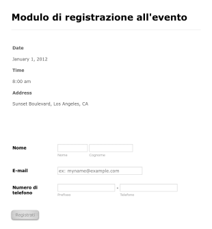Modulo Di Registrazione All'evento Form Template