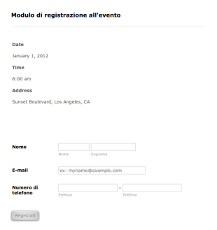 Modulo Di Registrazione All'evento