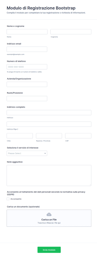 Modulo Di Registrazione Bootstrap