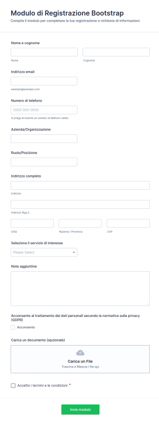 Modulo Di Registrazione Bootstrap