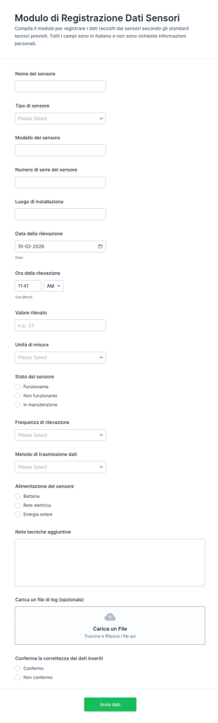 Modulo Di Registrazione Dati Dei Sensori