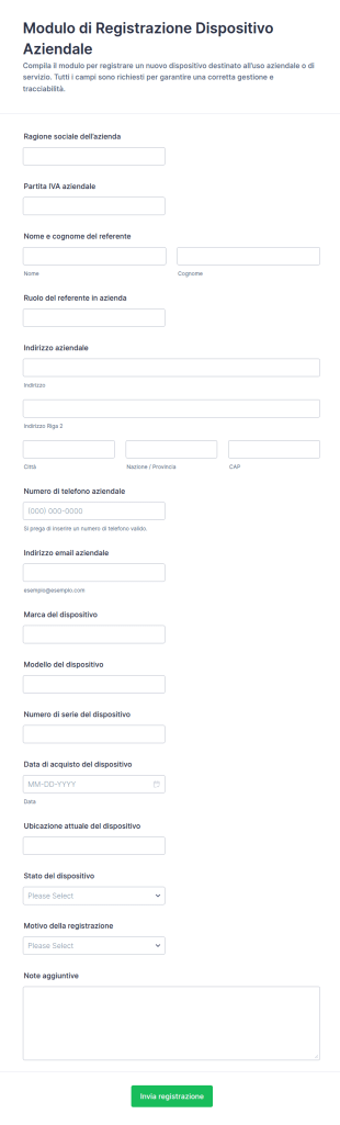 Modulo Di Registrazione Dispositivo