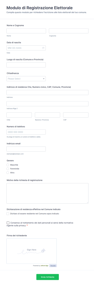 Modulo Di Registrazione Elettorale