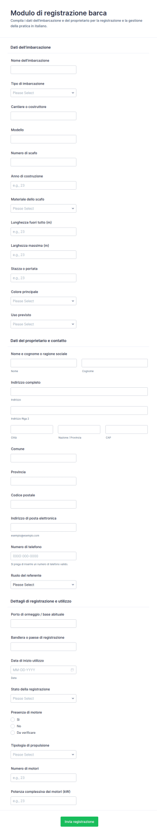 Modulo Di Registrazione Imbarcazione