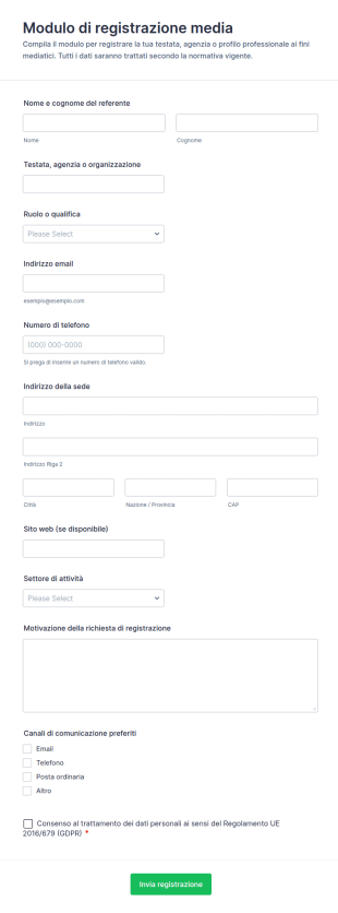 Modulo Di Registrazione Media