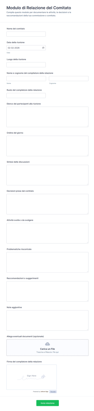 Modulo Di Relazione Del Comitato