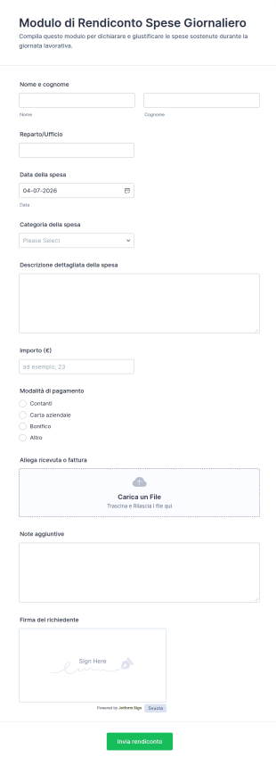 Modulo Di Rendicontazione Spese Quotidiane 📊
